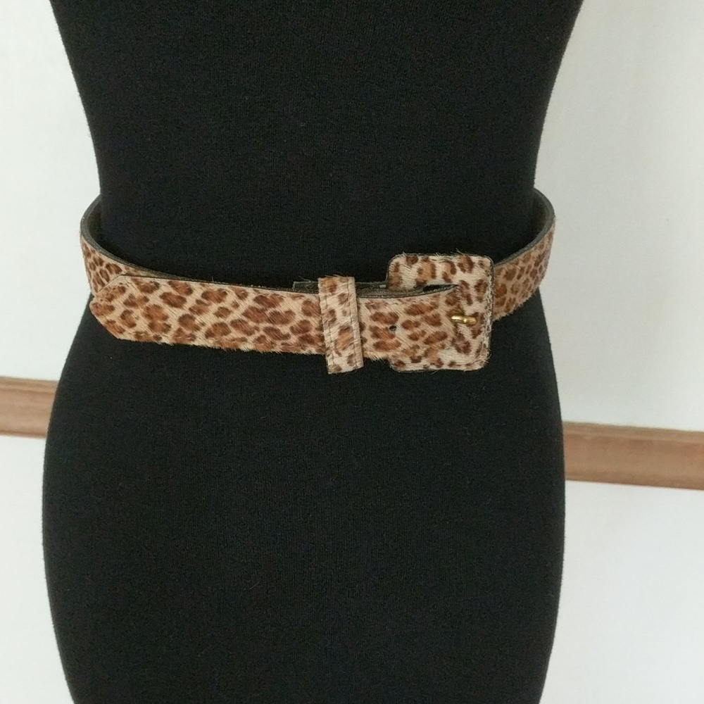 Vintage Faux Cheetah Genuine leather Express belt size S